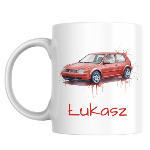 Kubek Volkswagen Golf IV czerwony z dowolnym imieniem