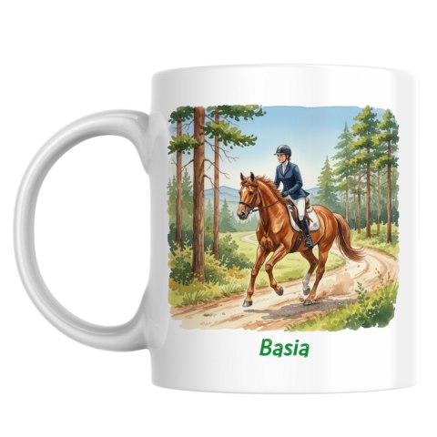 Kubek dla dziewczyny trenującej jeździectwo z dowolnym imieniem