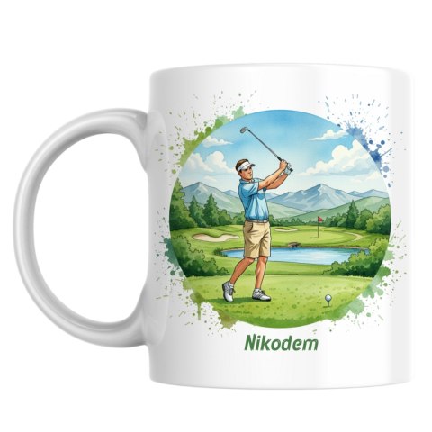 Kubek dla mężczyzny grającego w golfa z dowolnym imieniem