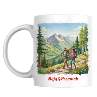 Kubek dla pary kochającej wycieczki górskie z dowolnym imieniem