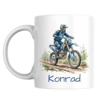 Kubek enduro motocyklista z dowolnym imieniem