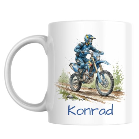 Kubek enduro motocyklista z dowolnym imieniem