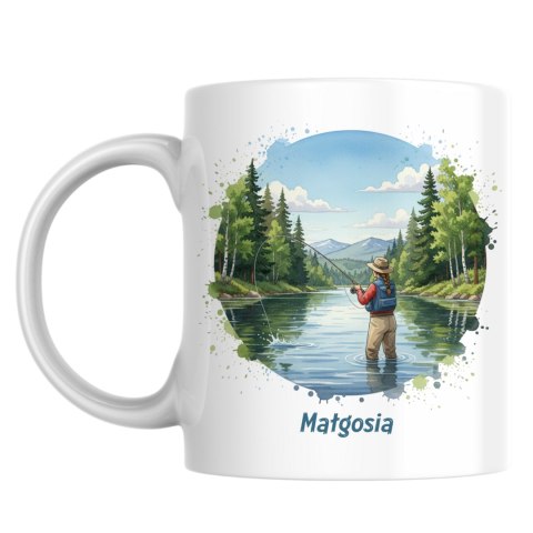 Kubek kobieta wędkarz z dowolnym imieniem