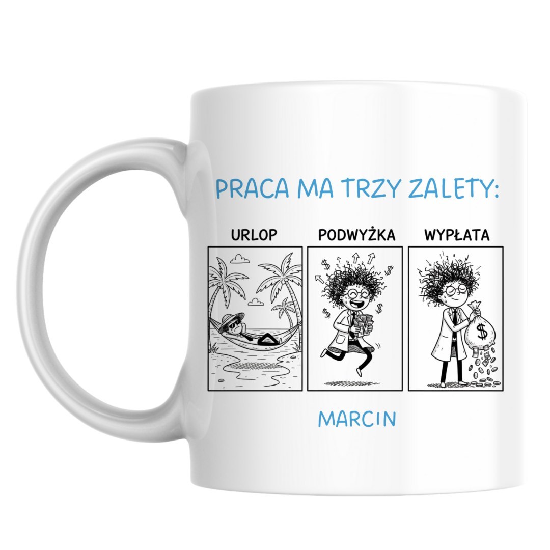 Kubek praca ma trzy zalety