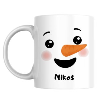 Kubek z buzią bałwanka chłopiec z dowolnym imieniem