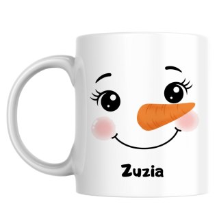 Kubek z buzią bałwanka dziewczynka z dowolnym imieniem