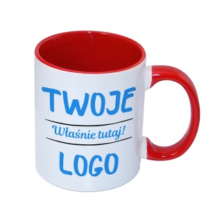 Kubek z czerwonym uchem i wnętrzem - Twoje logo