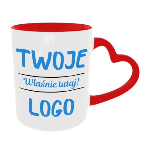 Kubek z czerwonym sercem - Twoje logo