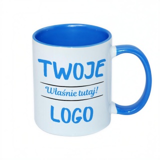 Kubek z niebieskim uchem i wnętrzem - Twoje logo