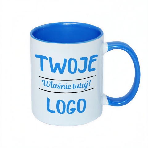 Kubek z niebieskim uchem i wnętrzem - Twoje logo