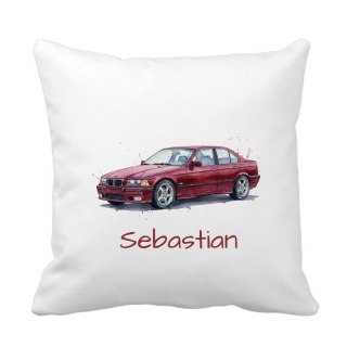 Poduszka BMW E36 sedan bordowe z dowolnym imieniem