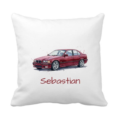 Poduszka BMW E36 sedan bordowe z dowolnym imieniem