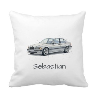 Poduszka BMW E36 sedan srebrne z dowolnym imieniem