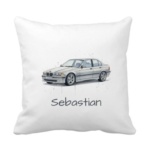 Poduszka BMW E36 sedan srebrne z dowolnym imieniem