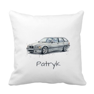Poduszka BMW E36 touring kombi srebrne z dowolnym imieniem