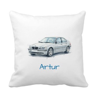 Poduszka BMW E46 sedan srebrne z dowolnym imieniem