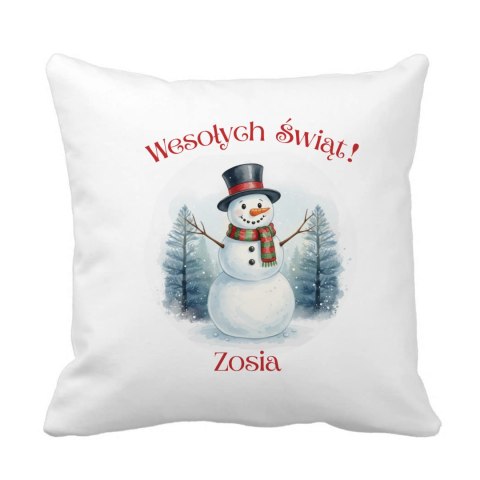 Poduszka Bałwan świąteczny z dowolnym imieniem
