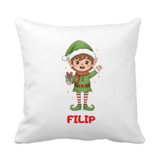Poduszka Elf bożonarodzeniowy z dowolnym imieniem
