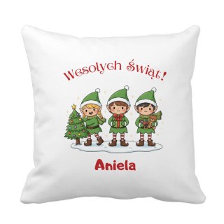 Poduszka Elfy bożonarodzeniowe z dowolnym imieniem