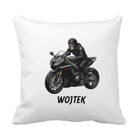 Poduszka Motocyklista na ścigaczu z dowolnym imieniem