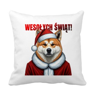 Poduszka Pies Akita w stroju Świętego Mikołaja
