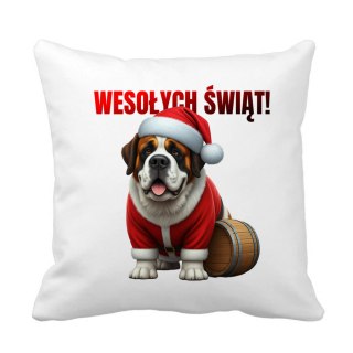 Poduszka Pies Bernardyn w stroju Świętego Mikołaja