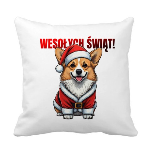 Poduszka Pies Corgi w stroju Świętego Mikołaja
