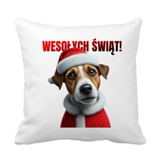 Poduszka Pies Jack russell terier w stroju Świętego Mikołaja