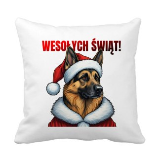 Poduszka Pies Owczarek niemiecki w stroju Świętego Mikołaja