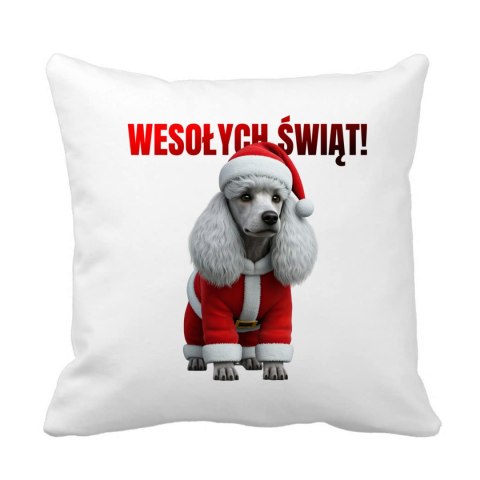 Poduszka Pies Pudel w stroju Świętego Mikołaja