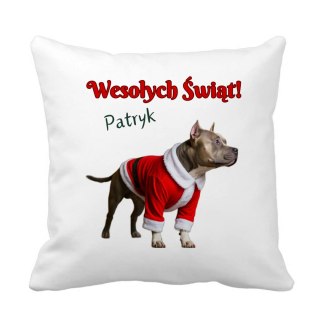 Poduszka Pies Świąteczny amstaff z dowolnym imieniem