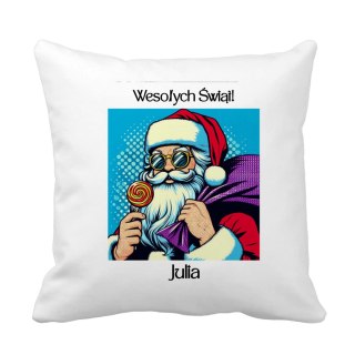 Poduszka Pop-Art Święty Mikołaj z dowolnym imieniem