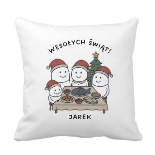 Poduszka Rodzina przy wigilijnym stole z dowolnym imieniem