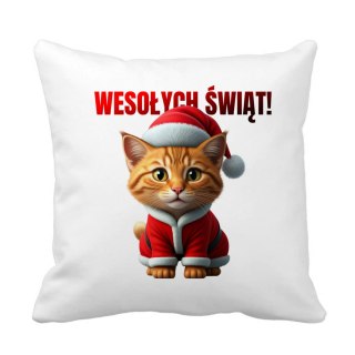 Poduszka Rudy kot w stroju Świętego Mikołaja