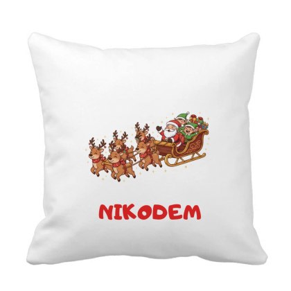 Poduszka Sanie Świętego Mikołaja z dowolnym imieniem