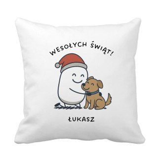 Poduszka Świąteczny piesek z dowolnym imieniem
