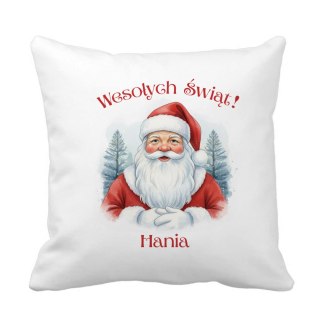 Poduszka Święty Mikołaj Wesołych Świąt z dowolnym imieniem