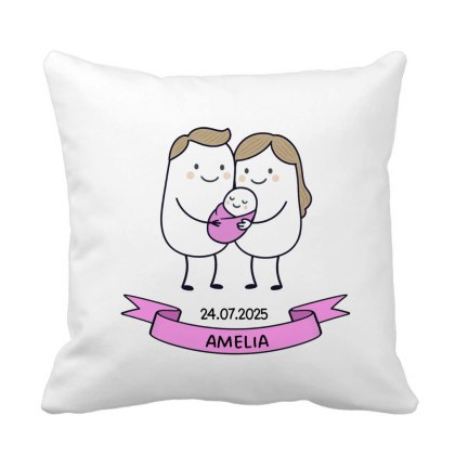 Poduszka Świeżo upieczeni rodzice - córka z dowolnym imieniem i datą