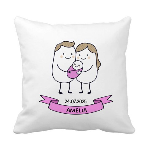 Poduszka Świeżo upieczeni rodzice - córka z dowolnym imieniem i datą