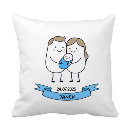 Poduszka Świeżo upieczeni rodzice - syn z dowolnym imieniem i datą