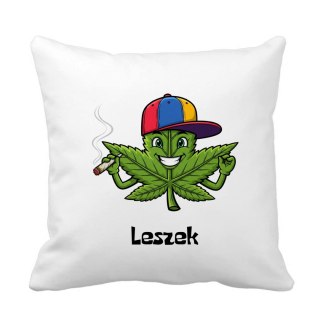 Poduszka Wesoły liść marihuany z dowolnym imieniem