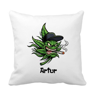 Poduszka Wściekły liść marihuany z dowolnym imieniem