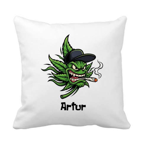 Poduszka Wściekły liść marihuany z dowolnym imieniem