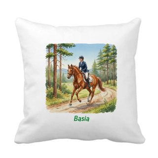 Poduszka dla dziewczyny trenującej jeździectwo z dowolnym imieniem