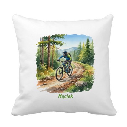 Poduszka dla fana jazdy na MTB z dowolnym imieniem