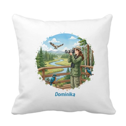 Poduszka dla miłośniczki ptaków - dla ornitolożki z dowolnym imieniem