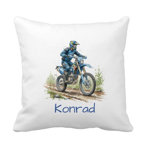Poduszka enduro motocyklista z dowolnym imieniem