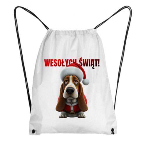 Worek Pies Basset hound w stroju Świętego Mikołaja