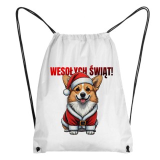Worek Pies Corgi w stroju Świętego Mikołaja