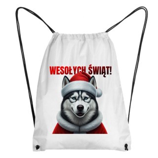 Worek Pies Husky w stroju Świętego Mikołaja